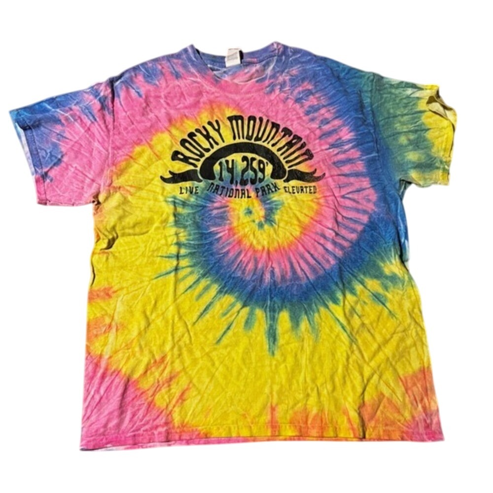 Rocky Mountain Tie Dye T Shirt‎ Gildan 14,259 Elevation Large L